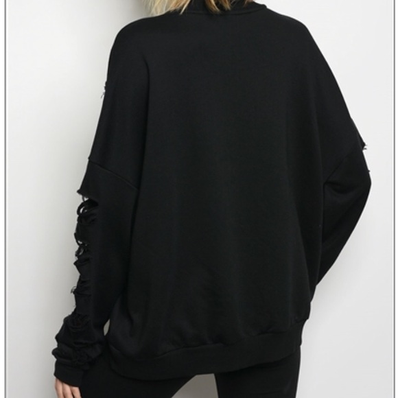 *LAST ONE* Black Distressed Sweater - Picture 2 of 2